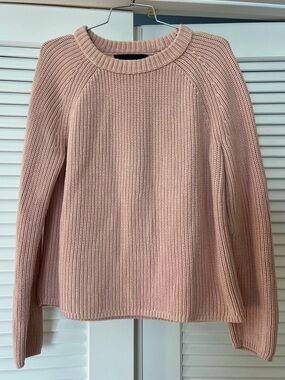 Jenni Kayne Cotton Fisherman Sweater Pink Rose Small